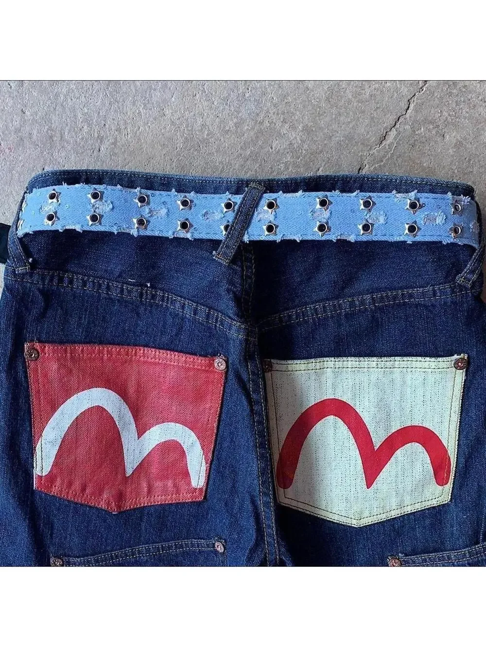 Cyber Y2k 2000s denim sparkle style studded punk teen belt. Great addition to